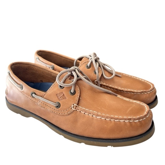 Sperry Top-Sider Mens Leeward 2 Eye Boat Shoe Size 9 Classic Leather Sahara Tan - Picture 11 of 14